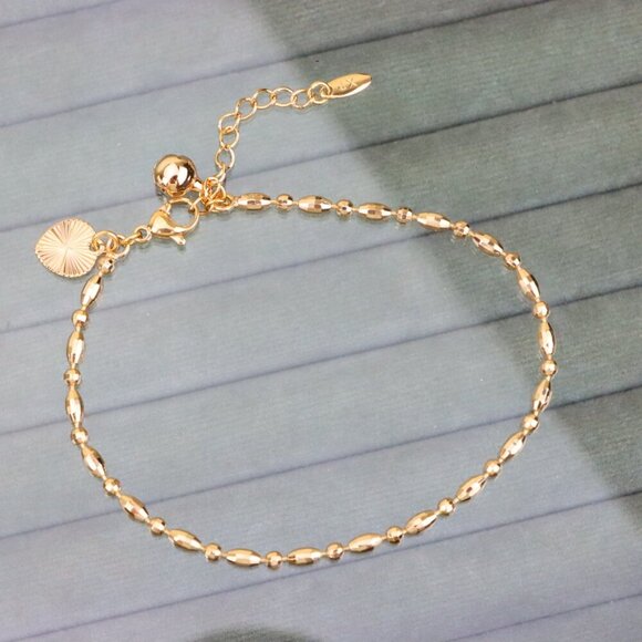 "Beaded Rose Gold Anklet with Shine Charm, XPAL1166 - Picture 11 of 12